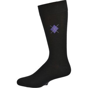Men's Argyle Bamboo Black Crew Socks